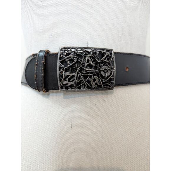 RARE AUTHENTIC VINTAGE CHRISTIAN LACROIX CARVED BUCKLE LEATHER BELT SIZE 75 cm main image 7